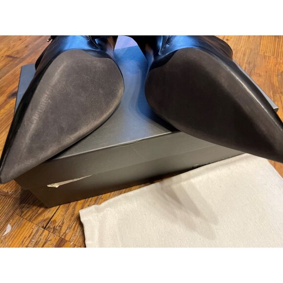 Gunmetal Black Leather Designer Boots for Women - Size 40 EUR / 10 US New In Box - Picture 3 of 3